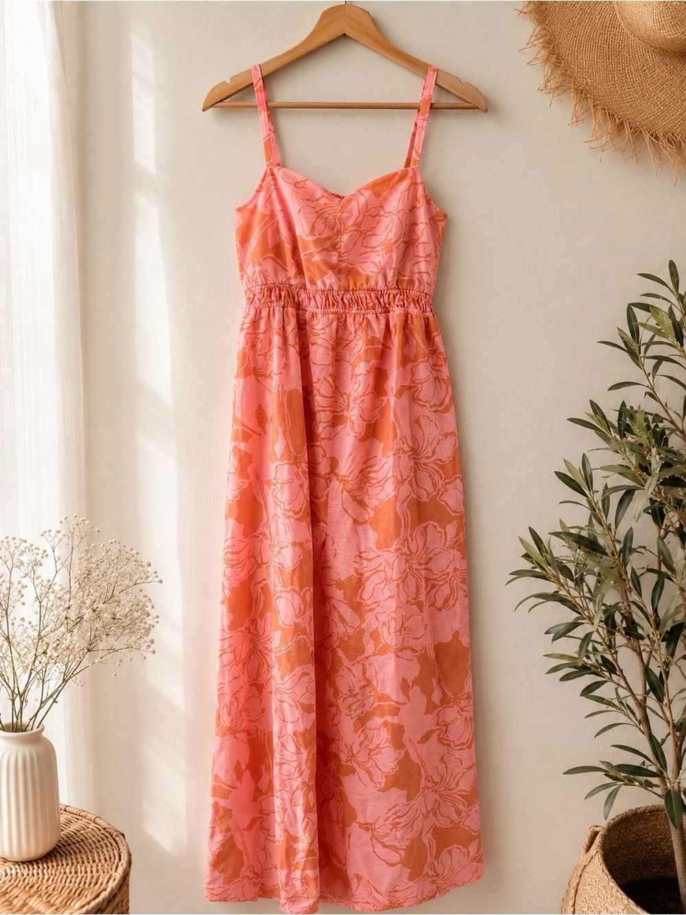 Ingrid & Isabel Pink Coral Smocked Maternity Dress